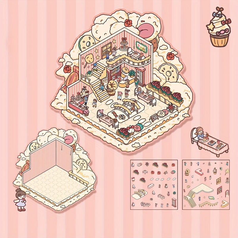 3D Наклейки для ландшафта хранения для миниатюрных сцен Маленький дом Журналинг DIY Облегчение стресса