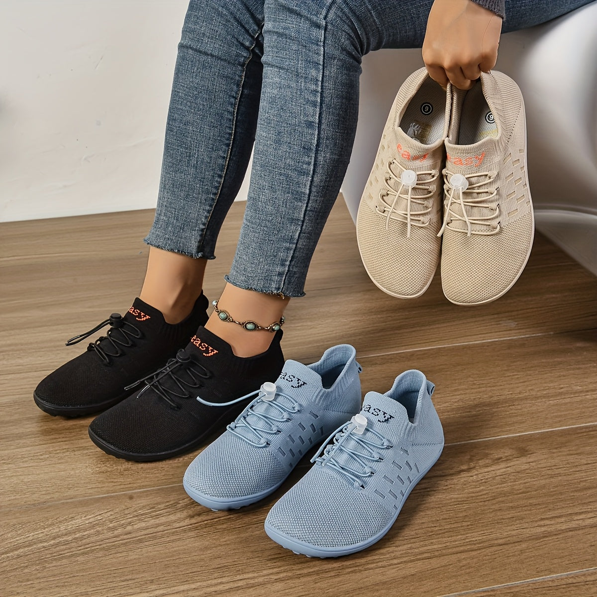 Women Lightweight Casual Slip-On Sneakers Breathable Fabric All-Season
