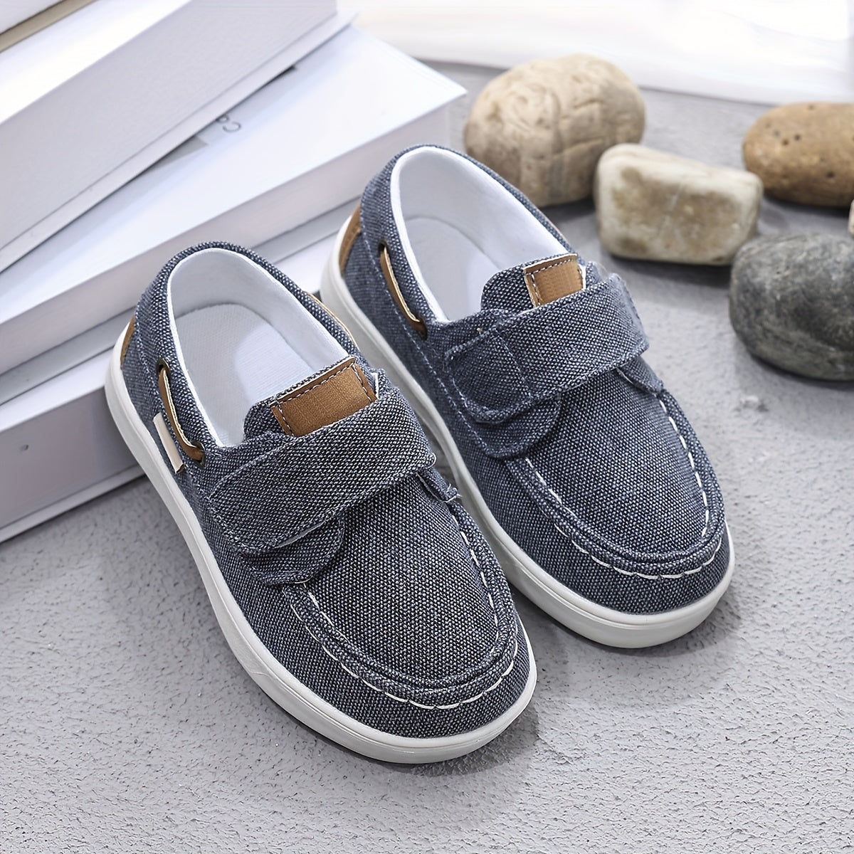 Boys Slip-Resistant Low-Top Loafers Canvas PU Casual All-Season
