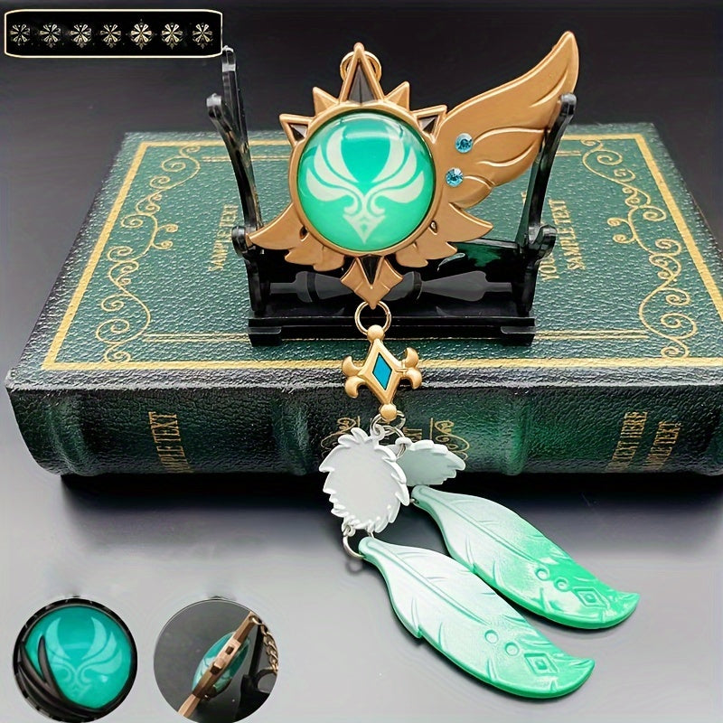 Llavero de metal verde que brilla en la oscuridad, inspirado en anime, para accesorios de mochila para mujeres