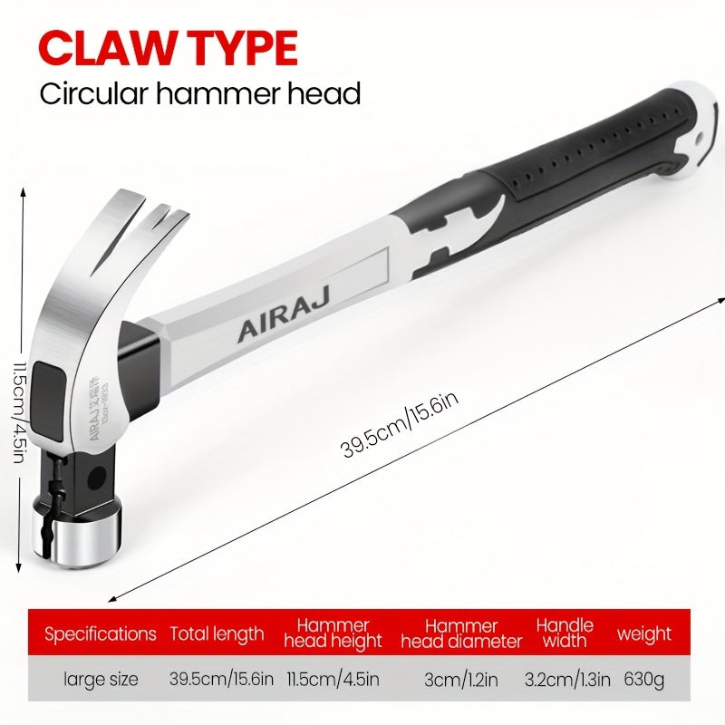 High-Carbon Steel Claw Hammer with Anti-Slip Grip for Industrial and Home Use Short or Long Handle