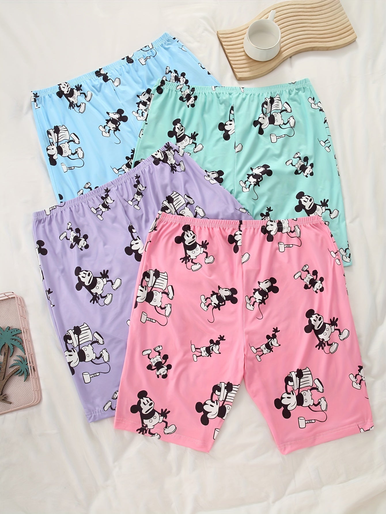 Girls Cartoon Shorts 4 Pack Soft Cotton Summer Casual Toddler Kids