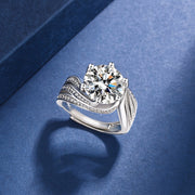 5 Carat Moissanite Engagement Ring for Women Round Cut Secure 6 Prong Wedding Jewelry