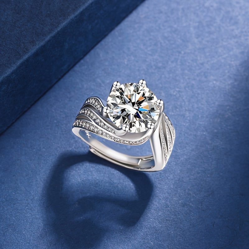 5 Carat Moissanite Engagement Ring for Women Round Cut Secure 6 Prong Wedding Jewelry