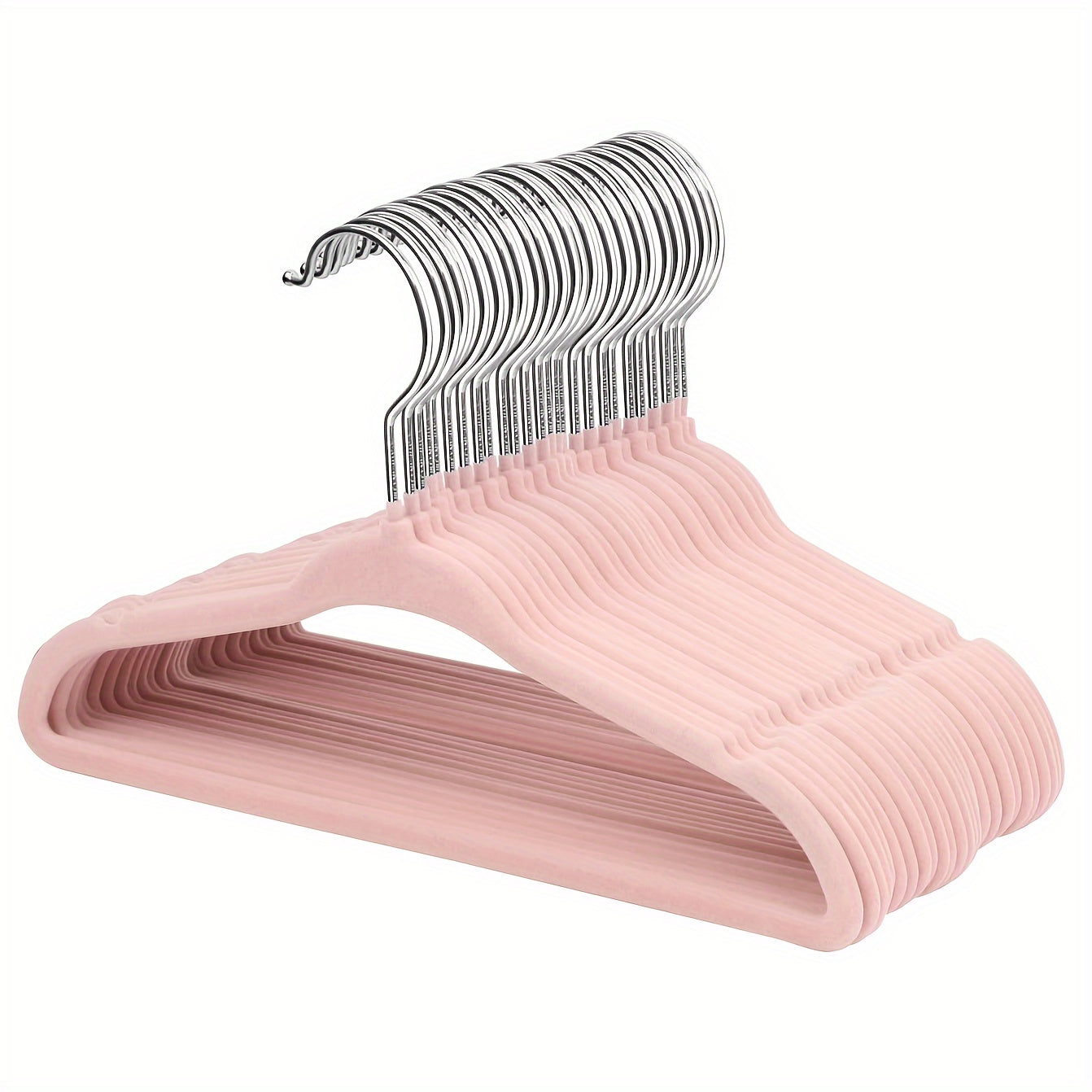 Set of 30 Pink Velvet Children's Hangers with Rotating Hooks and Gripped Shoulders