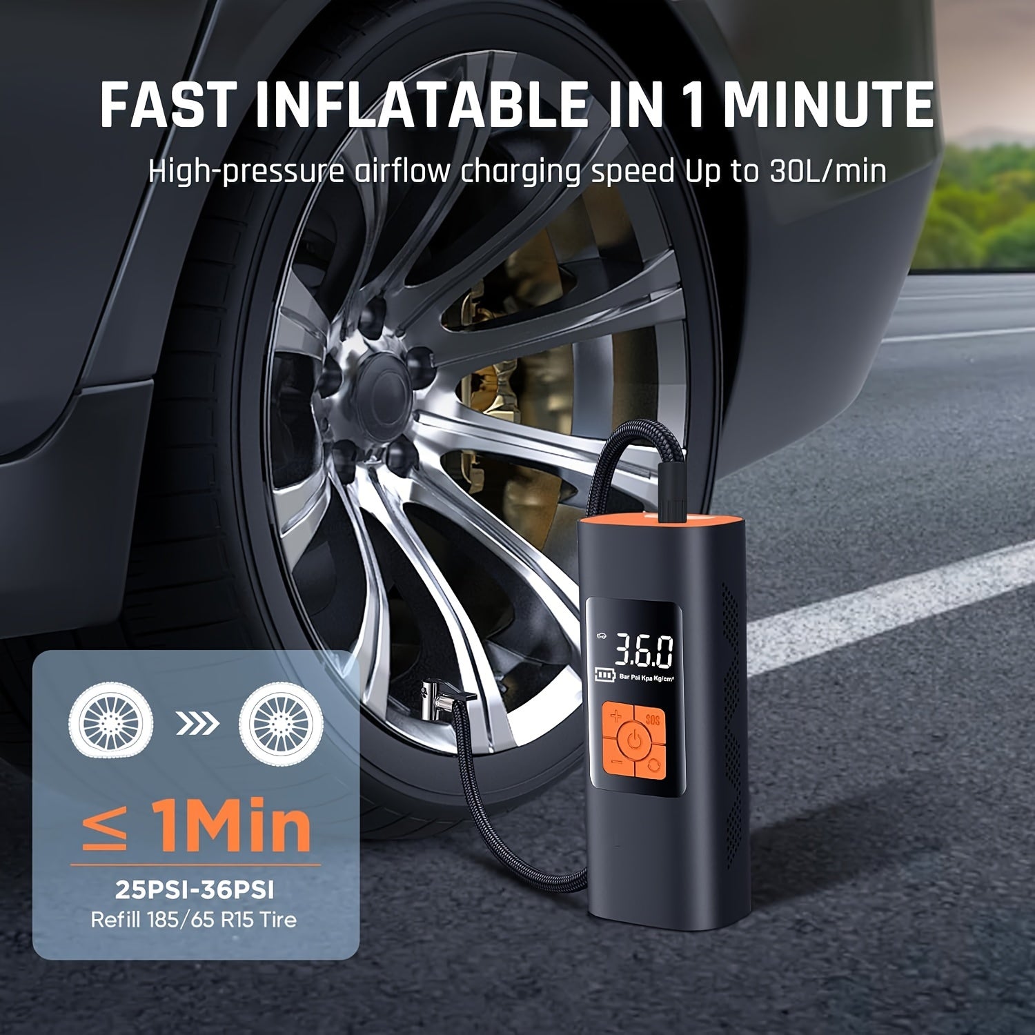 Портативный 6000мАч перезаряжаемый мини-компрессор для накачки шин для автомобиля и велосипеда