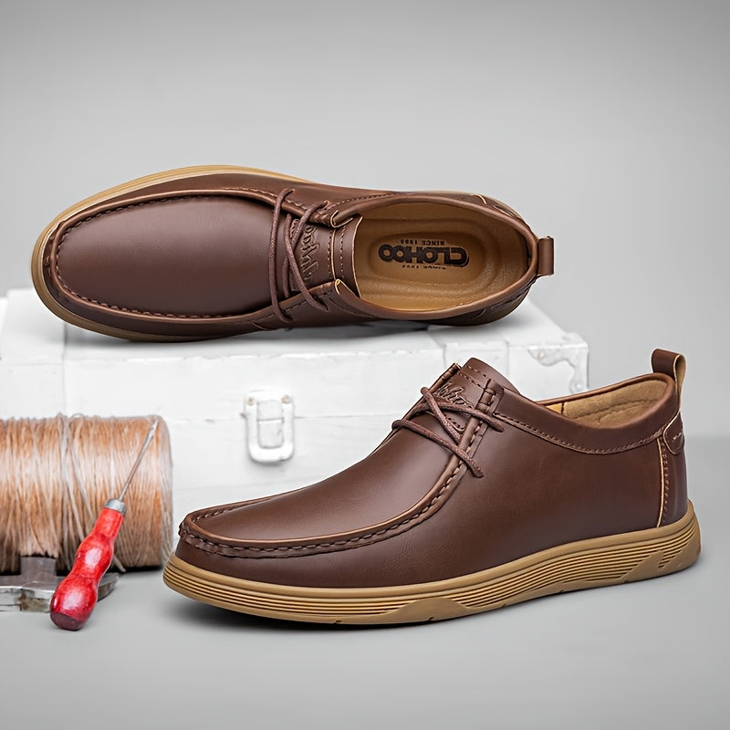 Zapatillas casuales para hombre marrón y negro, de caña baja, suela de goma, PU, cómodas para todas las estaciones