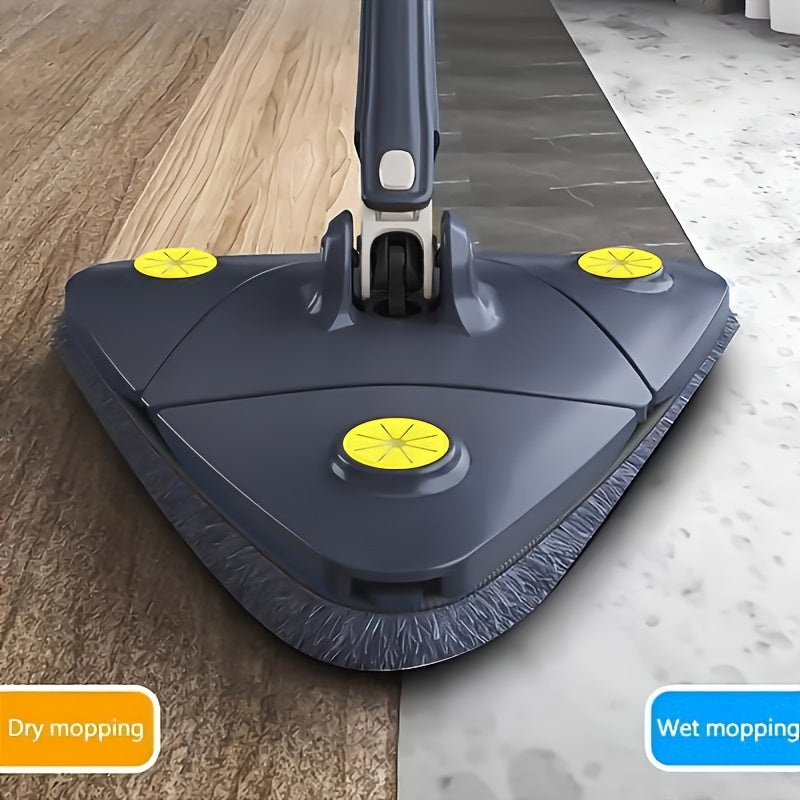 360-Degree Rotating Triangle Mop with Telescopic Handle and Microfiber Pad