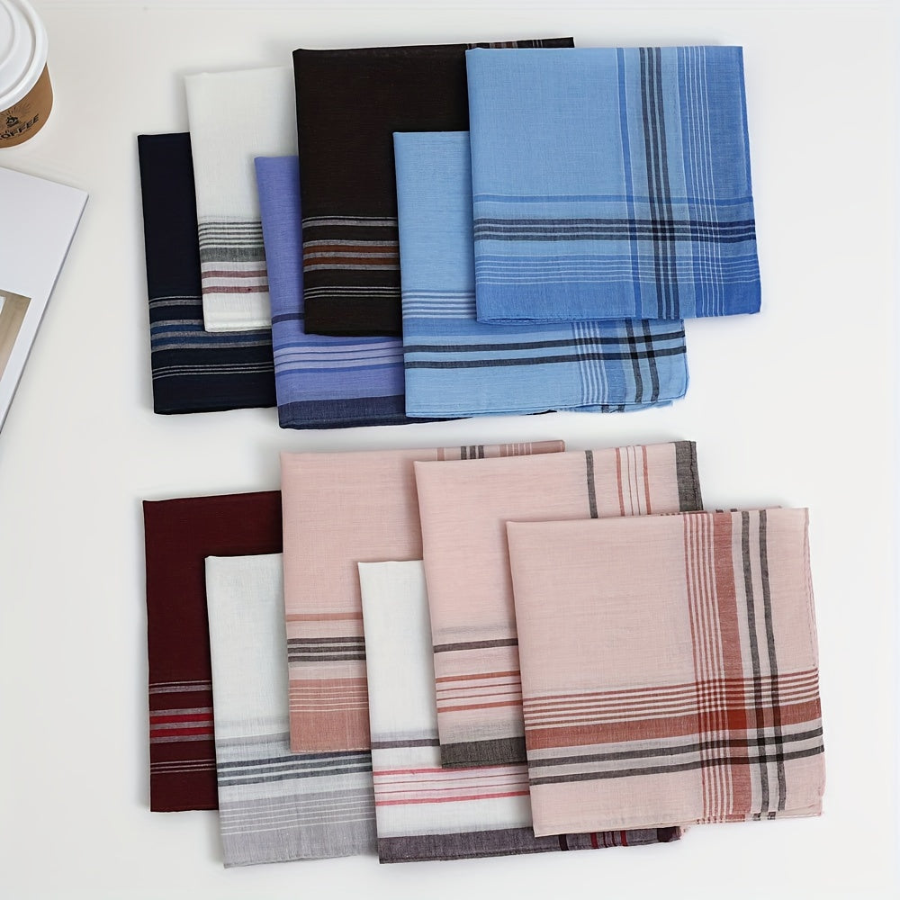 Men's Polyester Plaid Handkerchiefs 12-Pack for Weddings Outdoor Activities