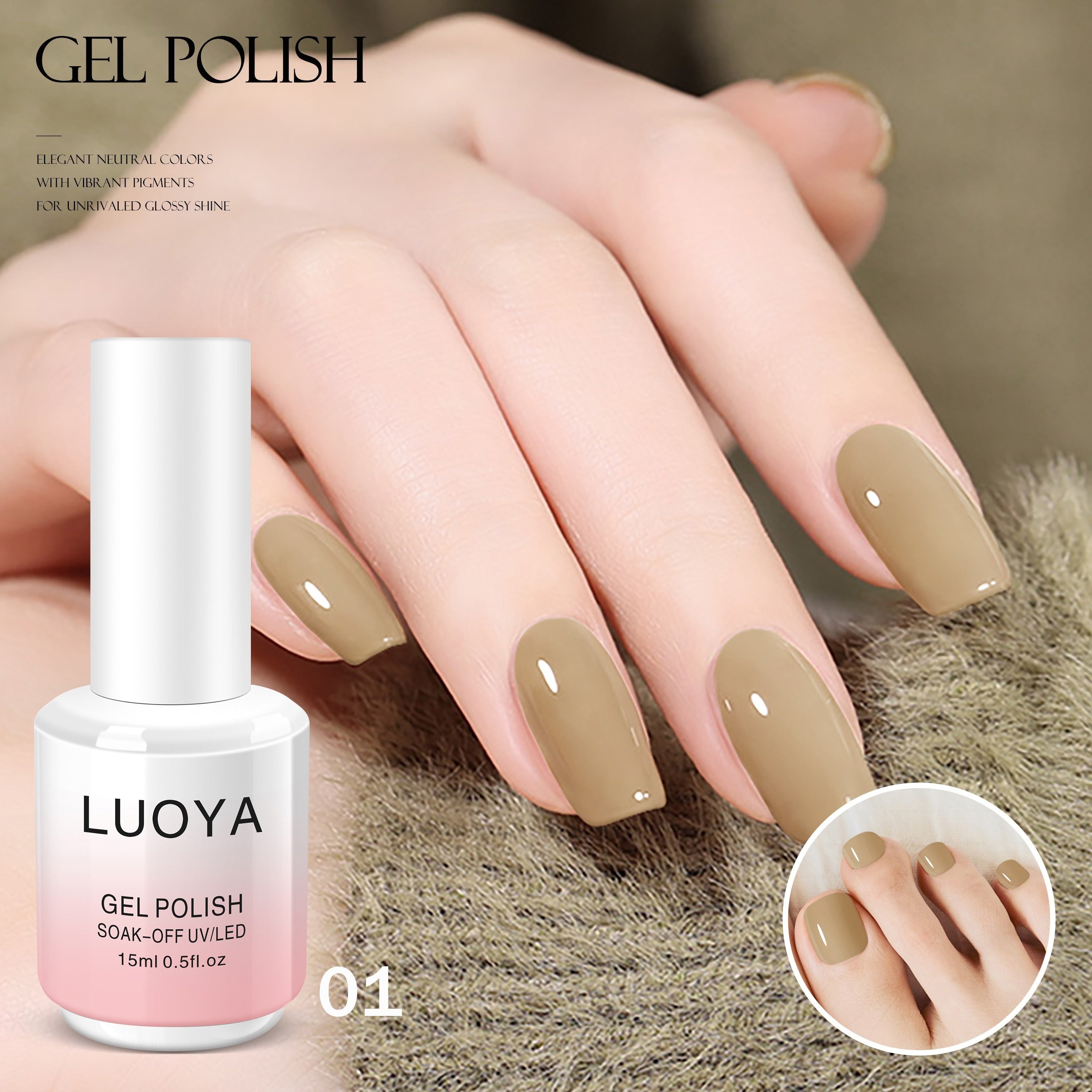 Gel Nail Polish 15ml Solid Gel Soak Off for Nails Spring Summer Pink Purple Green