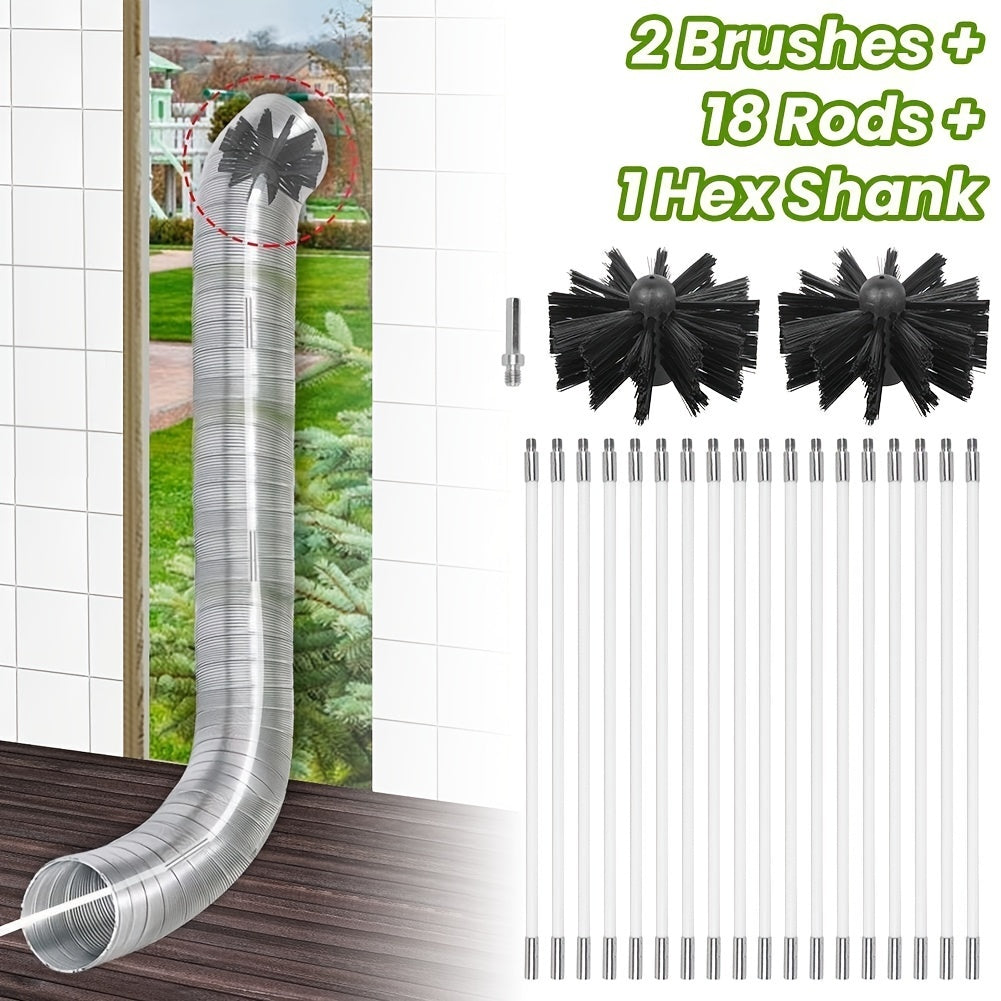 Set of 21 Flexible Chimney Sweep Rods for Flue Cleaning Soot Debris