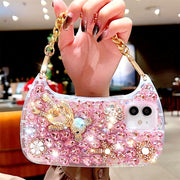 Luxury Transparent TPU Phone Case with Wrist Chain for iPhone Models