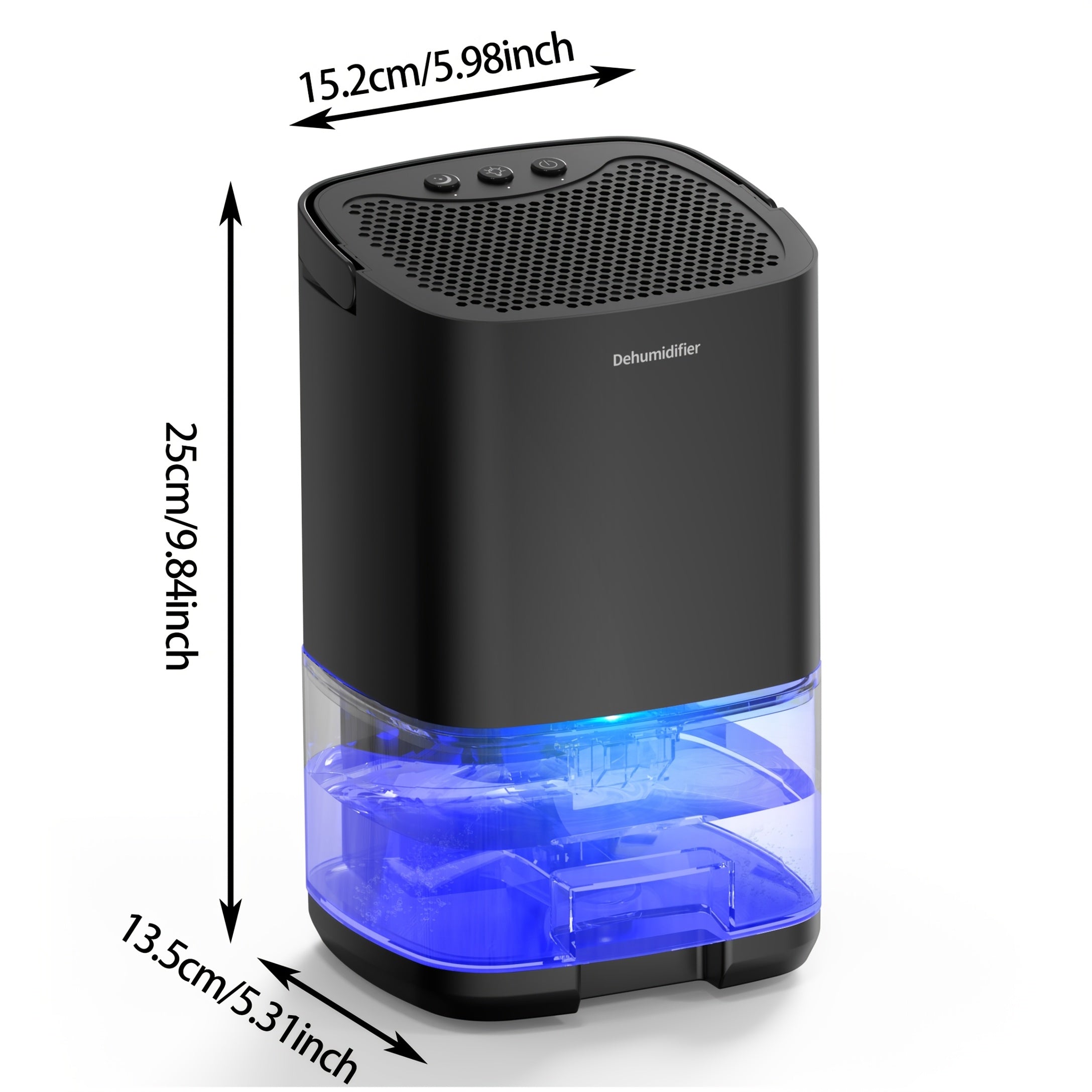 Uy uchun yotoqxona uchun 1L portativ namlikni olib tashlovchi qurilma, ko‘k LED chiroq bilan, shovqinsiz ishlash