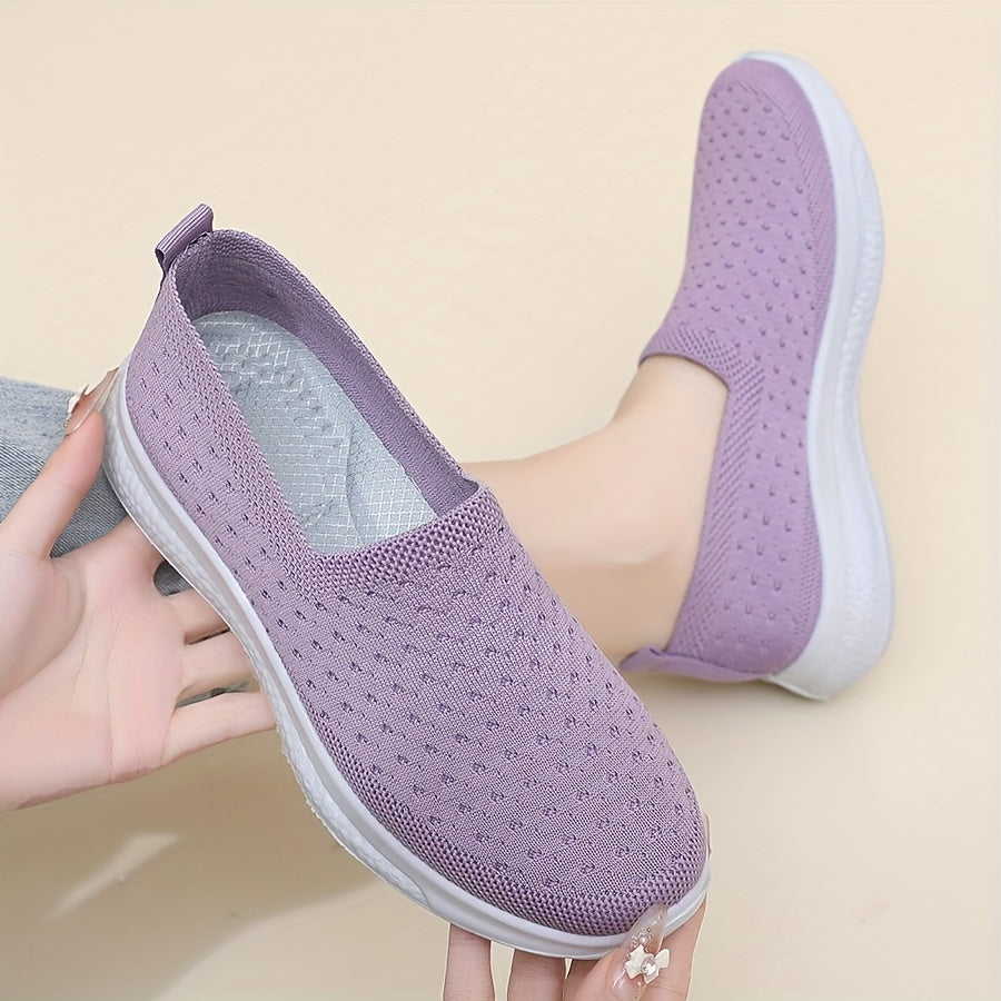 Zapatos planos transpirables para mujer, de uso casual y deportivo, con tejido ligero