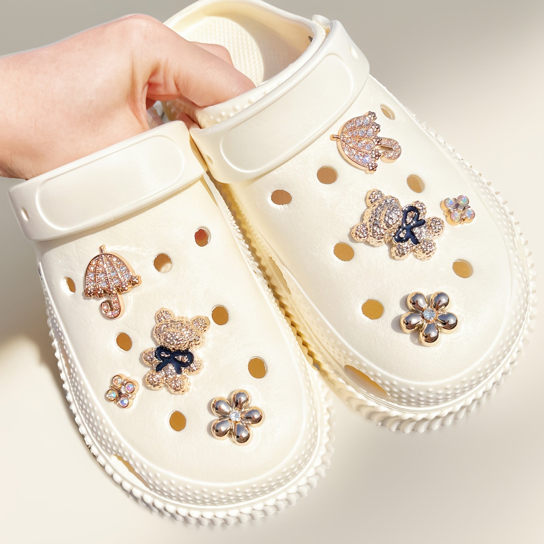 Unisex Crochet Beads Set for Clogs Beach Bags with Charms and Umbrella Shapes