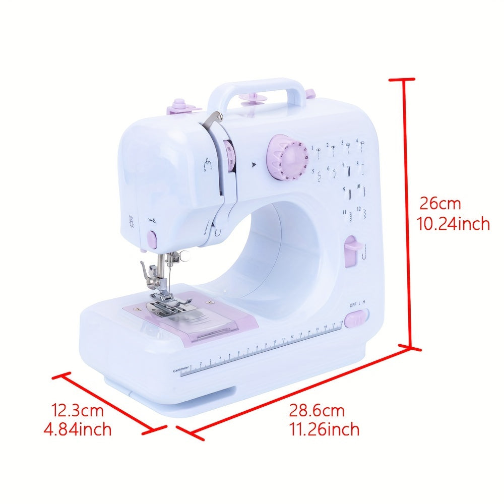 Portable Electric Sewing Machine with 12 Stitches Adjustable Speed Reverse Function for Beginners Purple