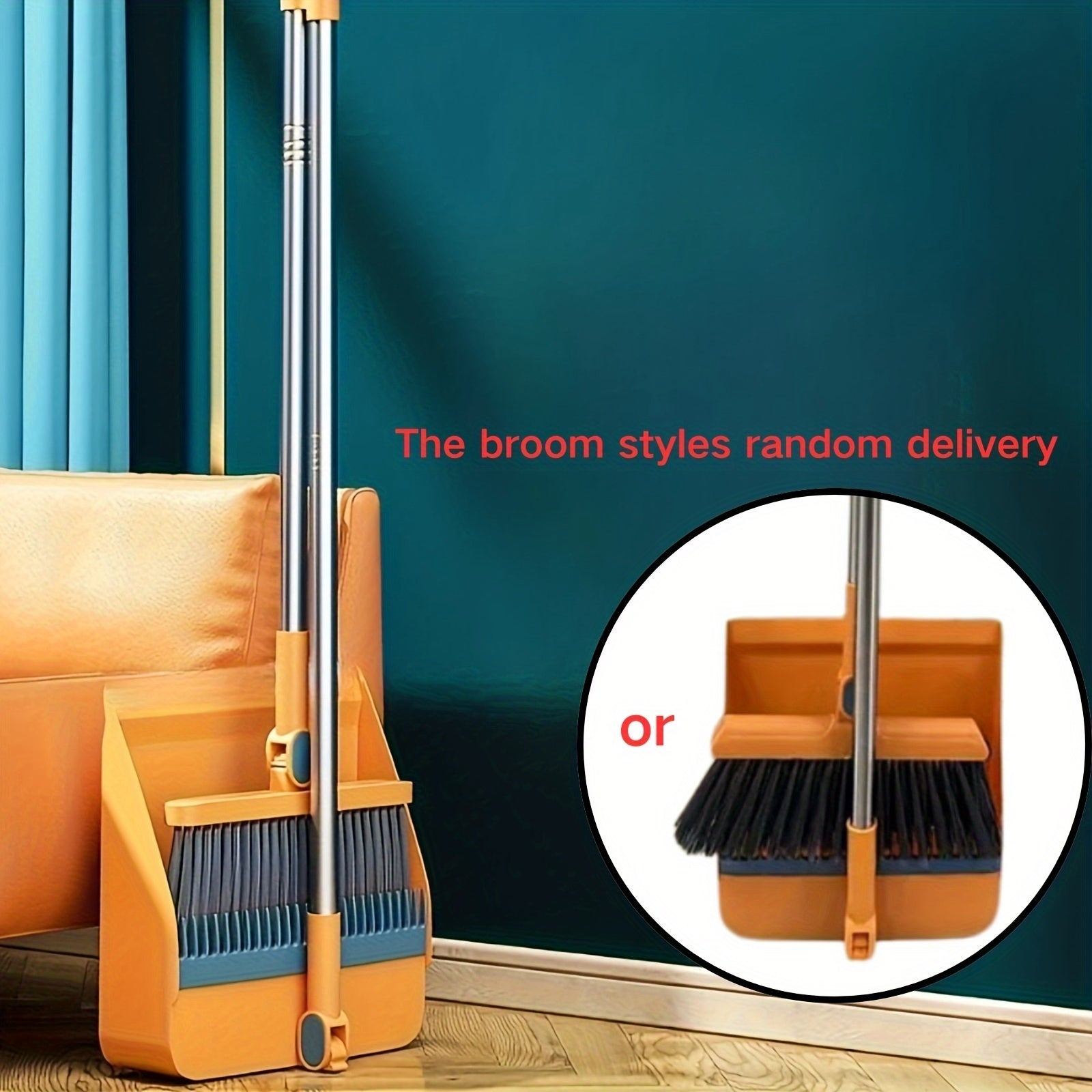 Long-Handled Broom and Dustpan Set for Home Kitchen Office Self-Standing