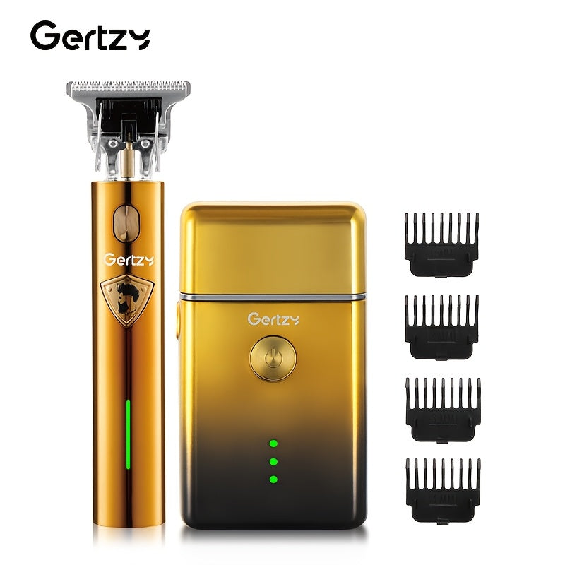 Professional Electric Hair Clipper Set 2pcs USB Rechargeable Lithium Battery 46-60min