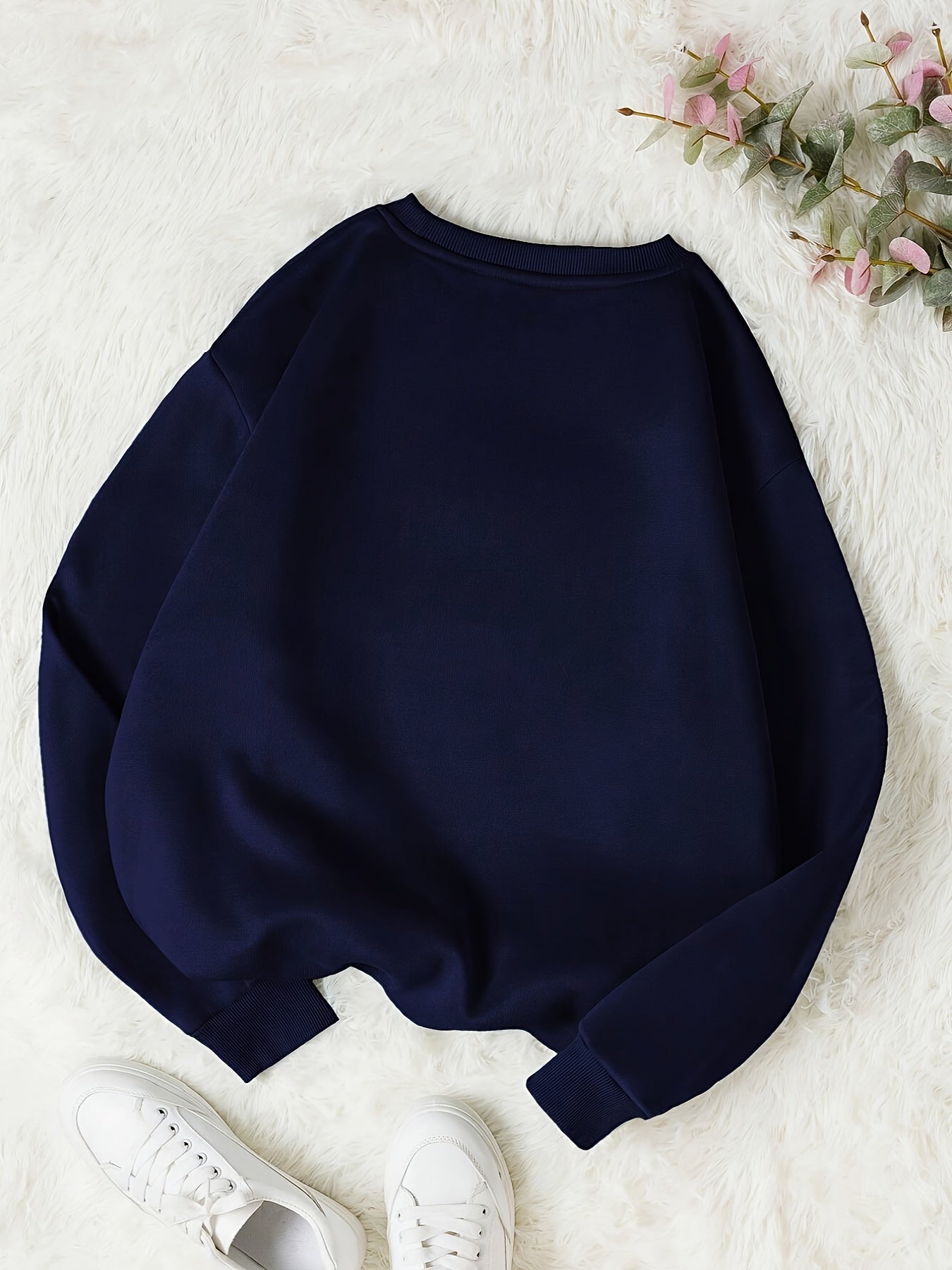 Women's Heart Pattern Crew Neck Sweatshirt Loose Fit Polyester Spring Summer Casual