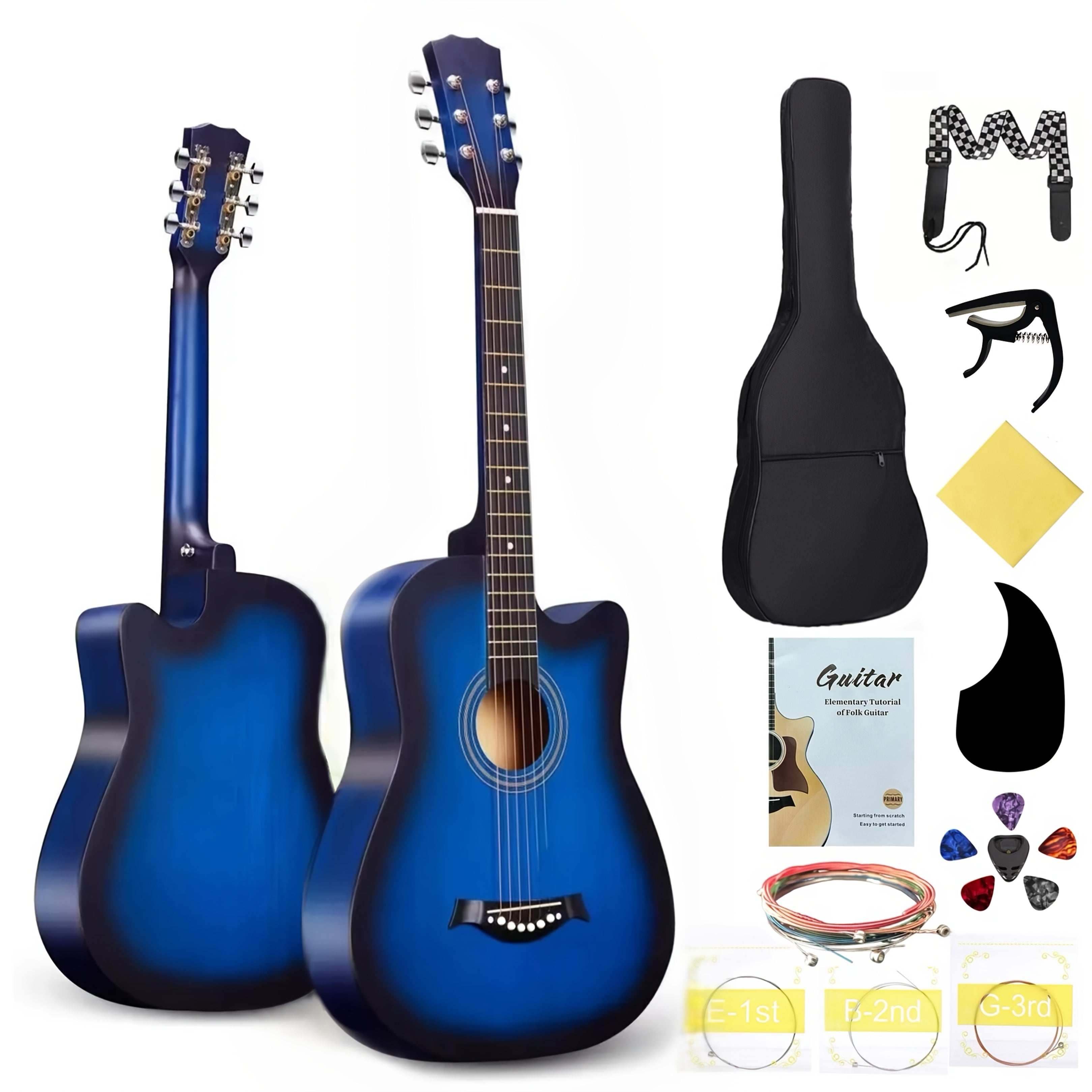 38-Inch Acoustic Guitar Starter Kit for Beginners with Backpack Strap Capo Picks Strings Cloth