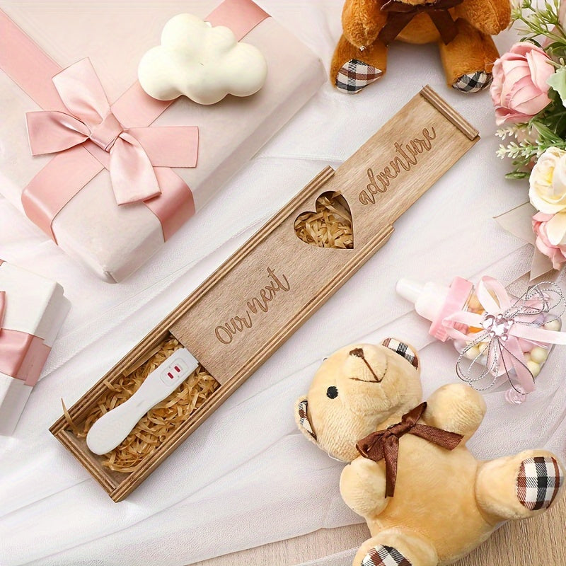Wooden Keepsake Box for Pregnancy Tests Jewelry Storage Baby Shower Gift