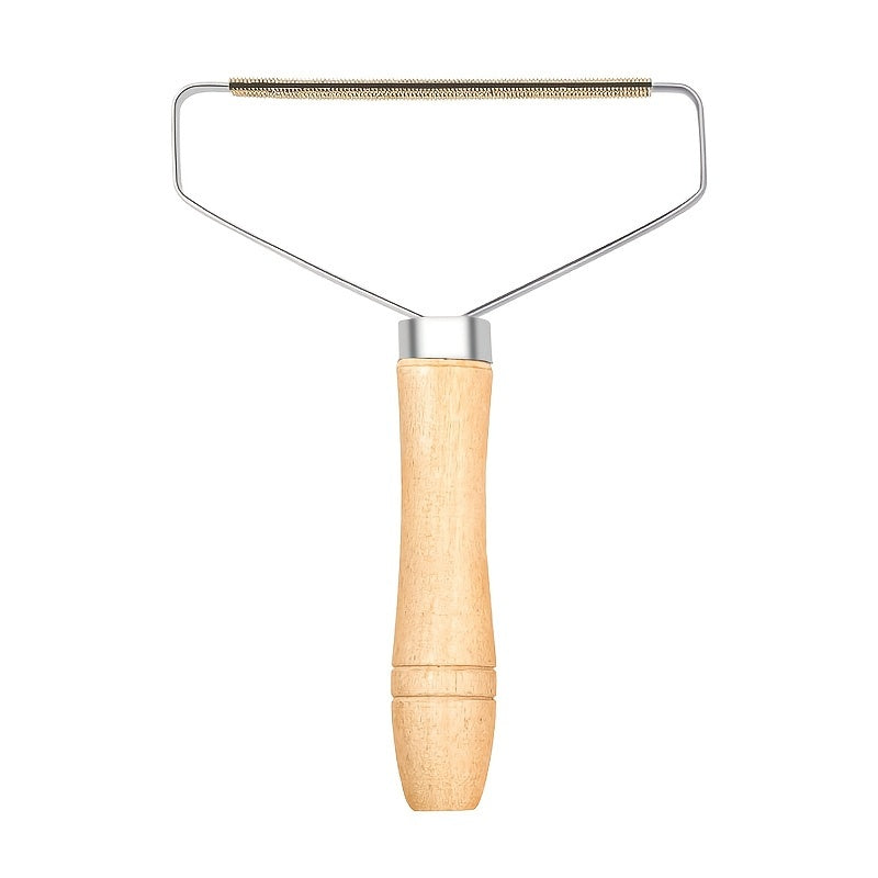 Portable Fabric Lint Remover with Wooden Handle for Pet Hair and Sweaters