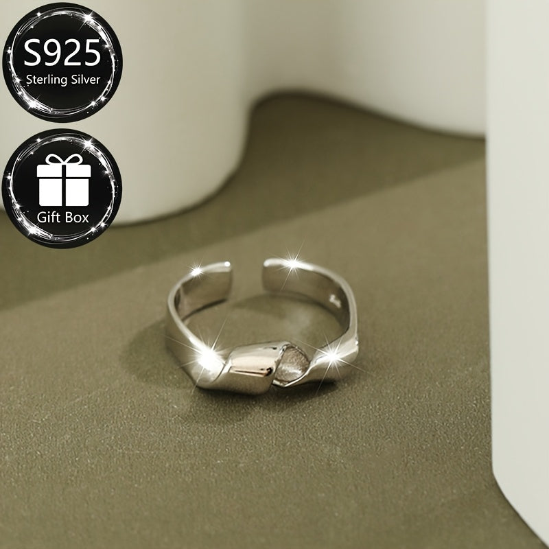Sterling Silver Twist Ring Adjustable Fit Versatile Design for Parties or Daily Wear