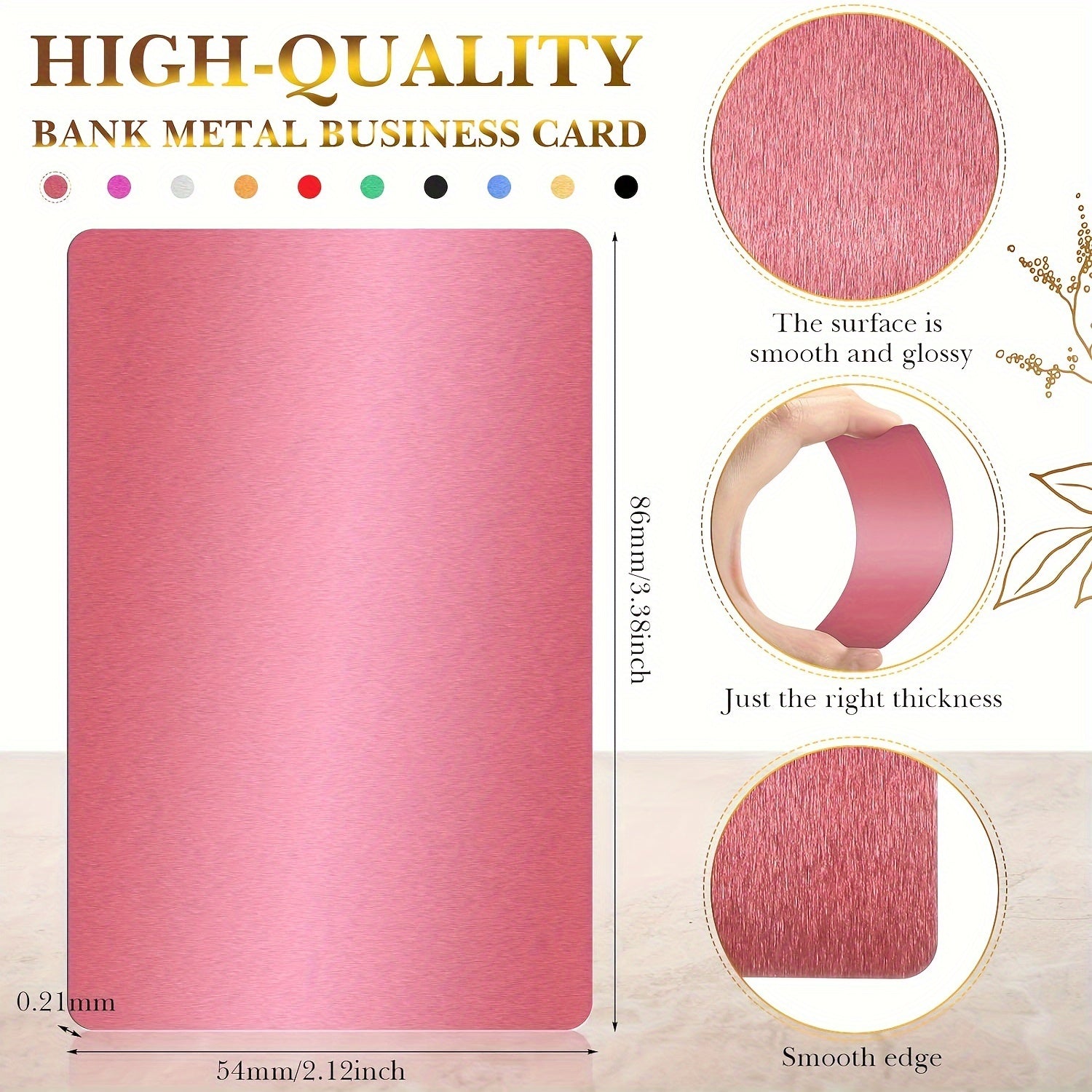 Aluminum Business Card Blanks 300 Pieces Assorted Colors 0.21mm Thick for DIY CNC Laser Engraving