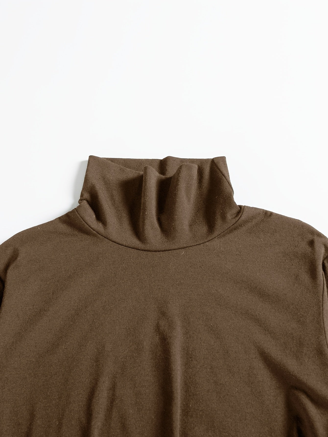 Women's Casual Long Sleeve High Neck Loose Dress Solid Color Polyester Knit