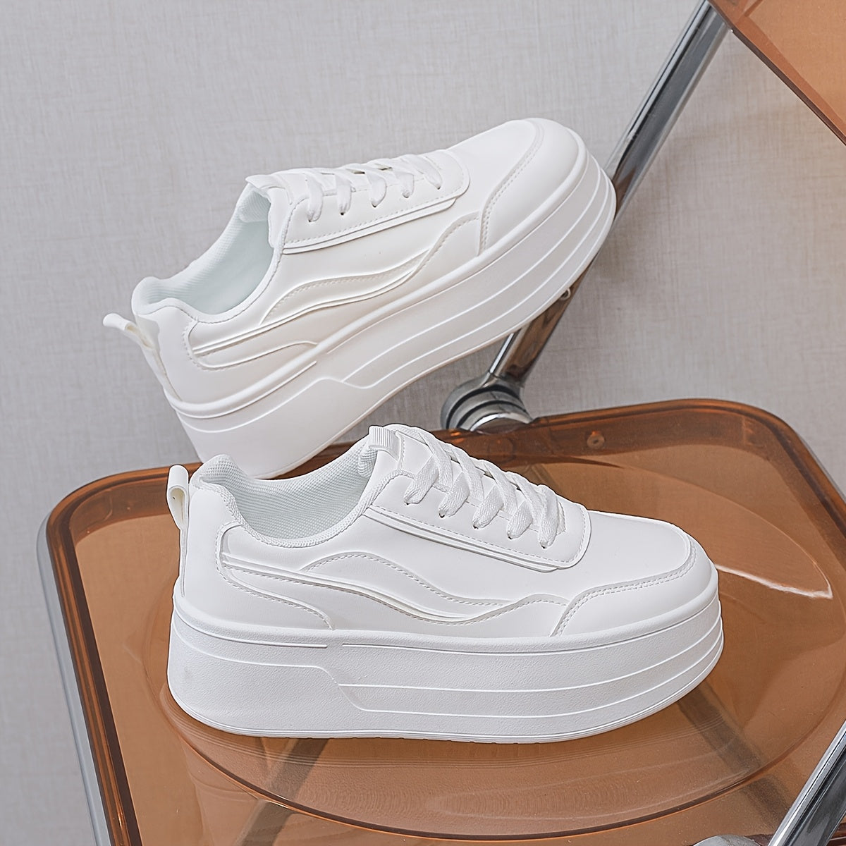 Women's Low-Top Lace-Up Sneakers White Casual All-Day Comfort