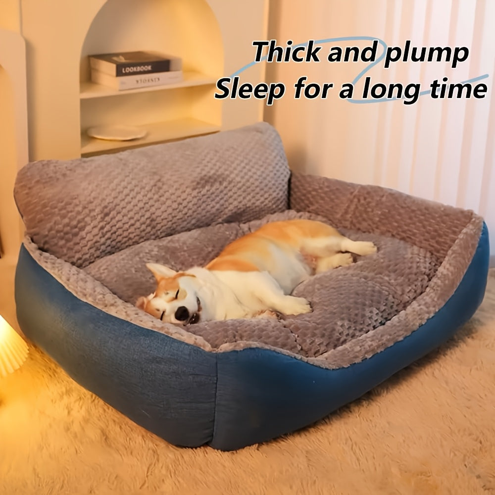 Luxury Plush Pet Sofa Bed for Cats and Dogs with High Backrest and Easy Cleaning