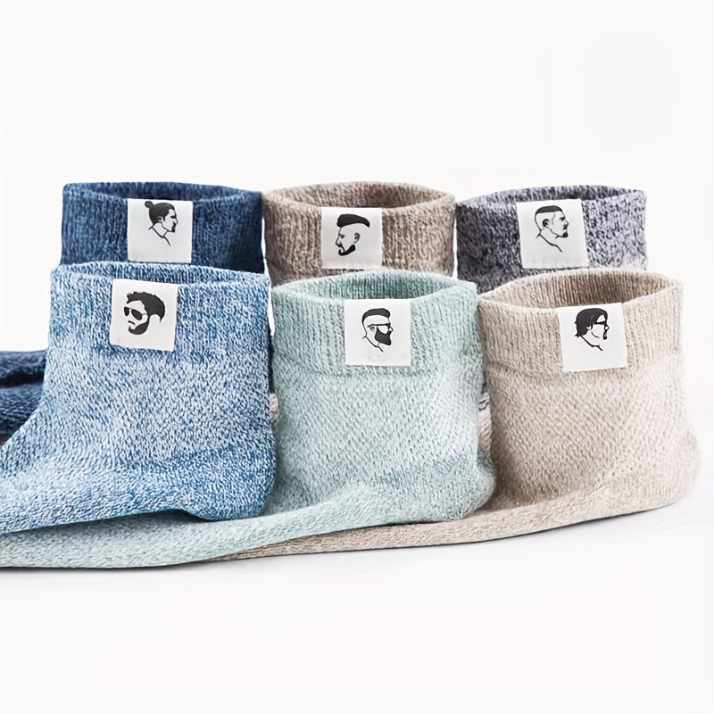 Men's Mid-Calf Socks 6 Pairs Breathable Mesh Anti-Odor Sweat-Absorbing Summer