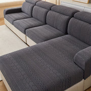 Qorong‘u kulrang chiziqli divan qopqog‘i, barcha mavsumlar uchun elastik uy himoyasi