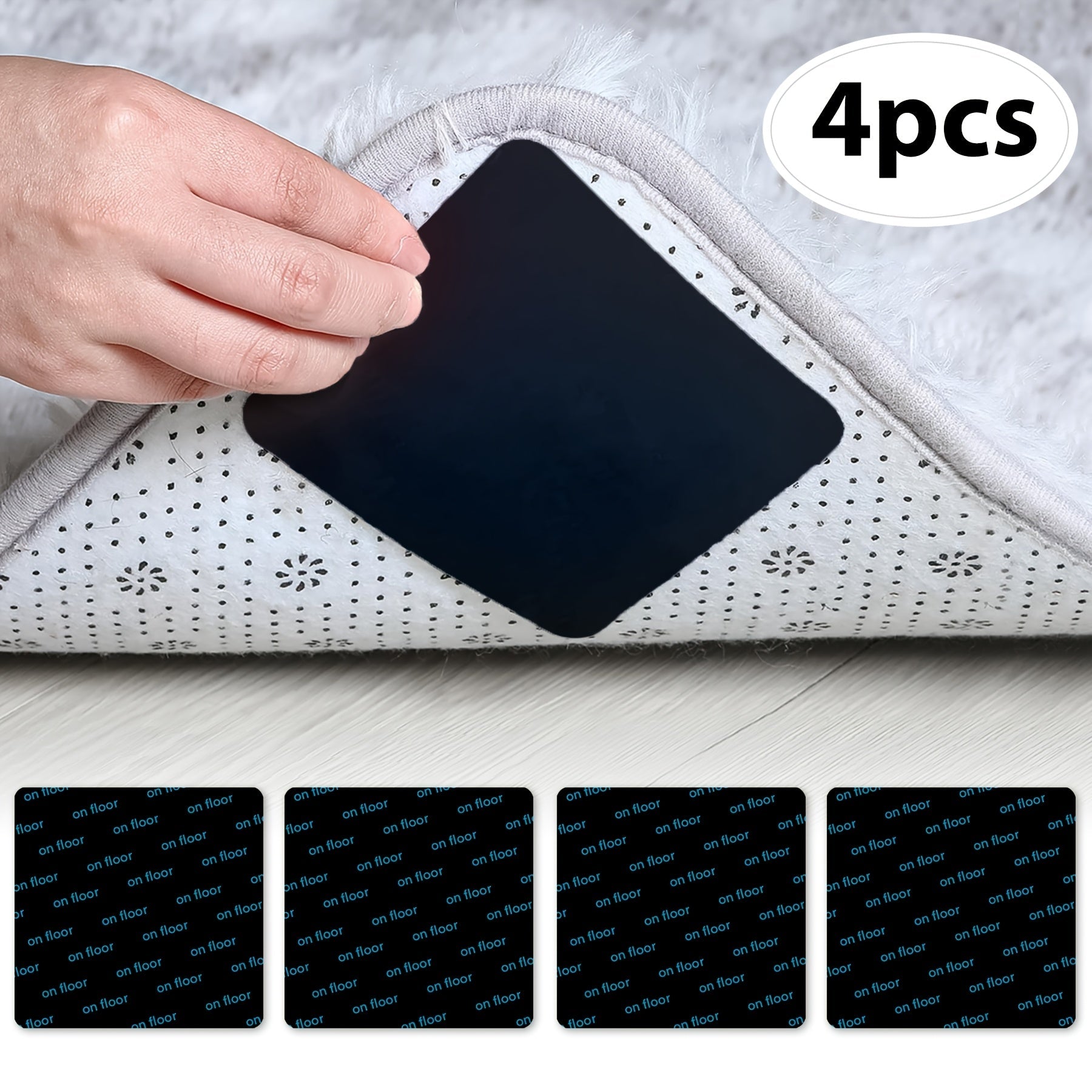 Set of 4/8 Anti-Slip Rug Gripper Pads 3.15x3.15 Inches for Hardwood Floors