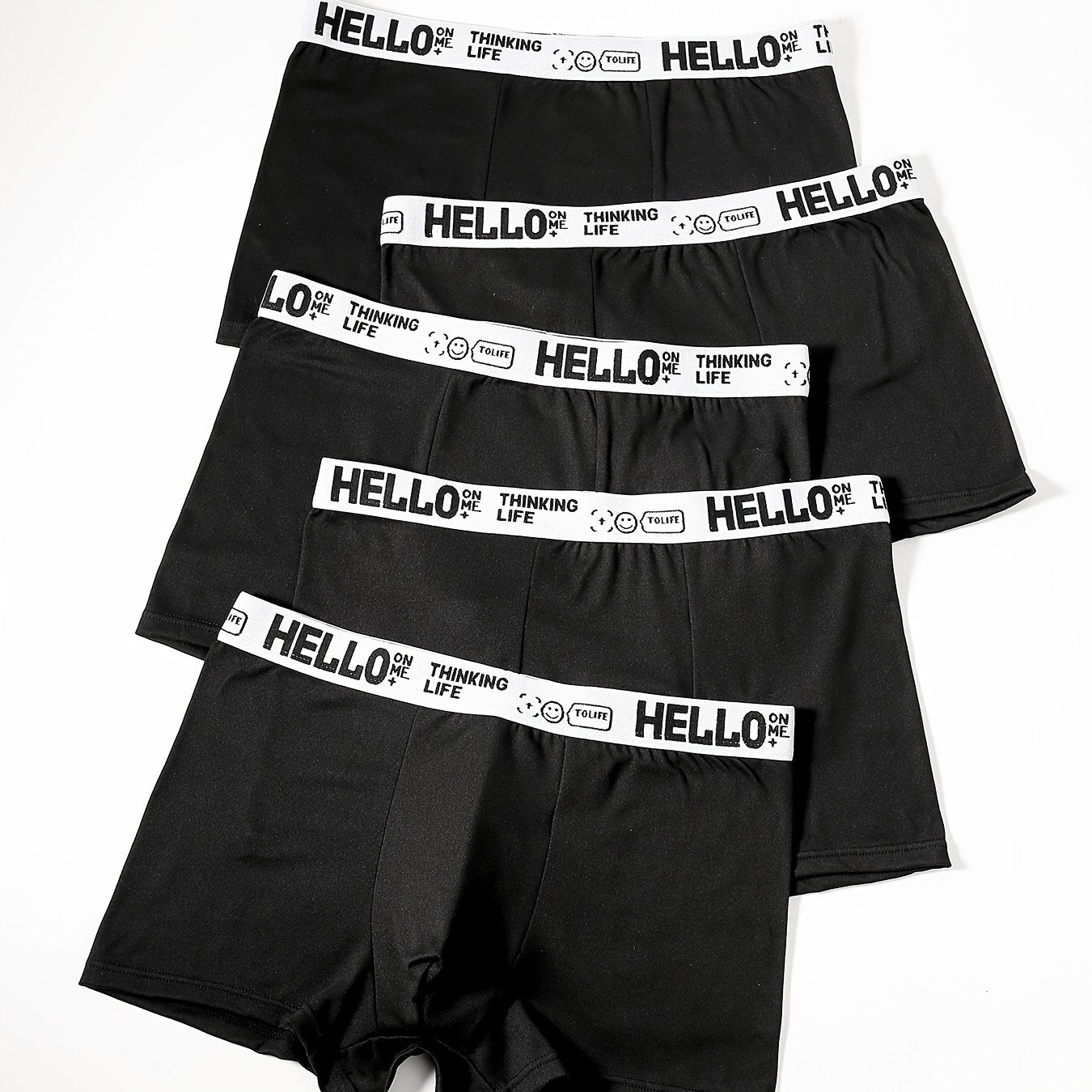 Men's Boxer Briefs Pack of 5 Breathable Polyester Spandex Solid Colors Comfortable Daily Wear