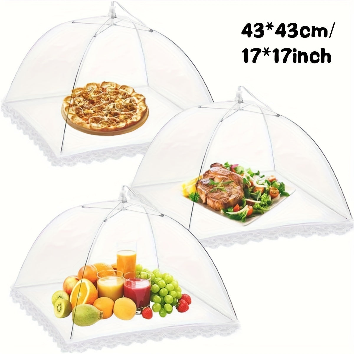 Food Covers Set 43.18 cm Mesh Tent Reusable Foldable for Outdoor Events
