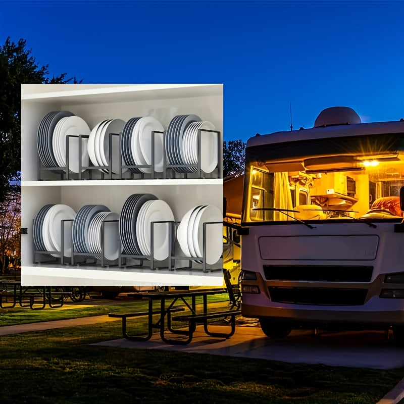 Large Plate Storage Rack for Kitchen Drawer and Cabinet, Rustproof Metal