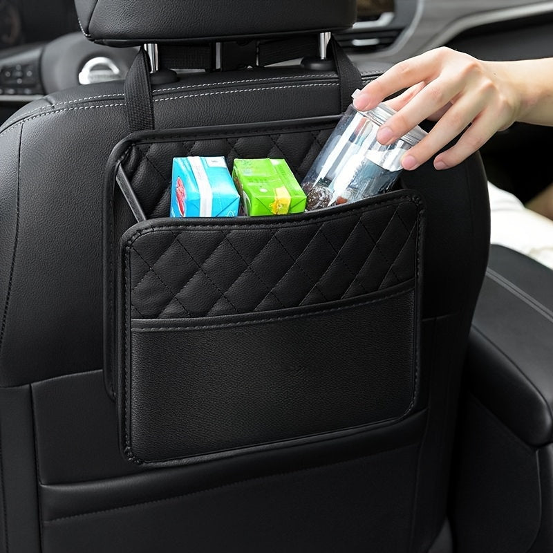 Organizador de asientos de coche, bolsa de almacenamiento de cuero PU para interior del vehículo, ordenado y duradero
