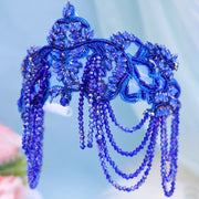 Women's Faux Hair Crown Wedding Tiara Beaded Tassel Rhinestone Headband Bridal Accessory
