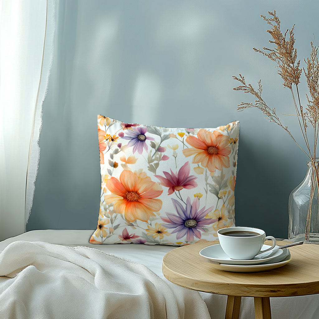 Orange Floral 3D Print Pillowcase Soft Skin-Friendly Fabric Machine Washable Envelope Closure Bedroom Guest Room Hotel