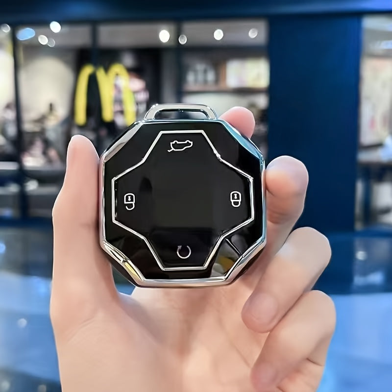 Key Shell for Car Keys TPU Protective Case with Keychain Octagonal Style