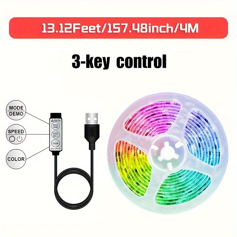 65.6ft RGB LED Light Strip USB Powered for TV Backlight and Room Decoration