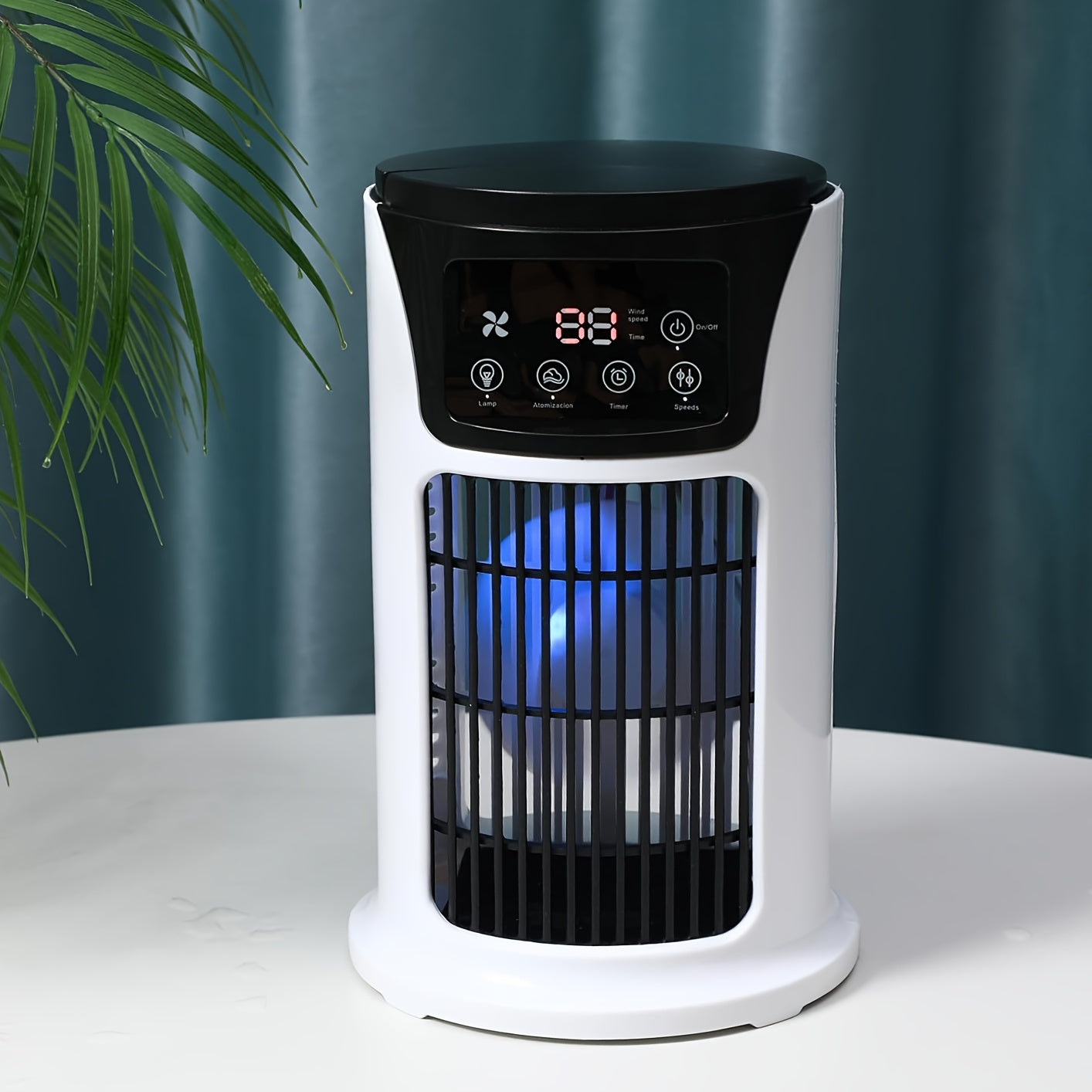 Portable USB Air Conditioner Humidifier Fan with Atmosphere Light for Home Office