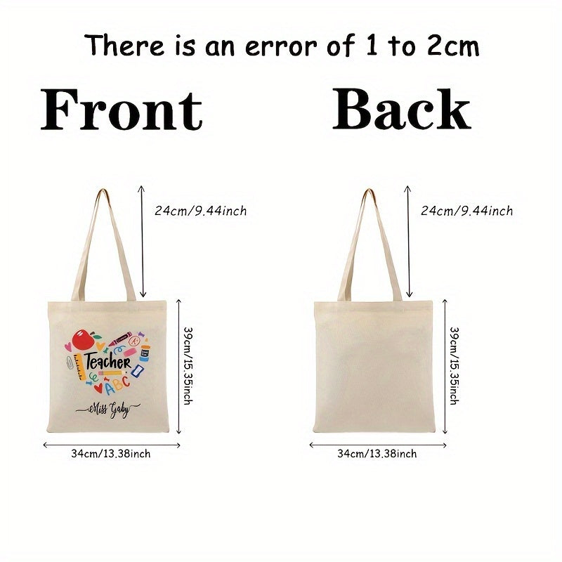 Personalized Canvas Shoulder Bag for Teachers Back to School Gift