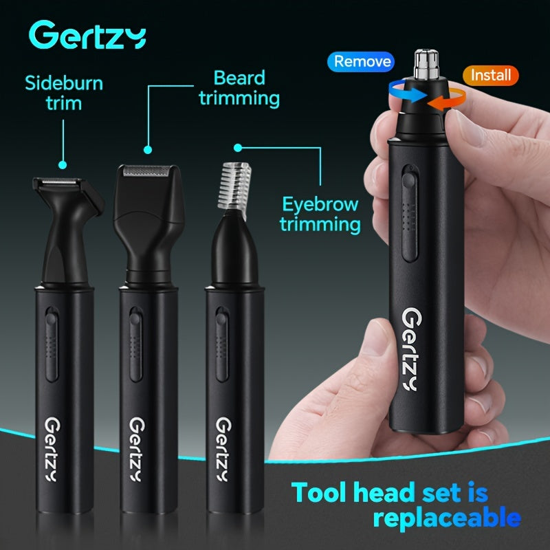 4-in-1 Rechargeable Ear Nose Hair Trimmer for Men and Women with 4 Replacement Heads