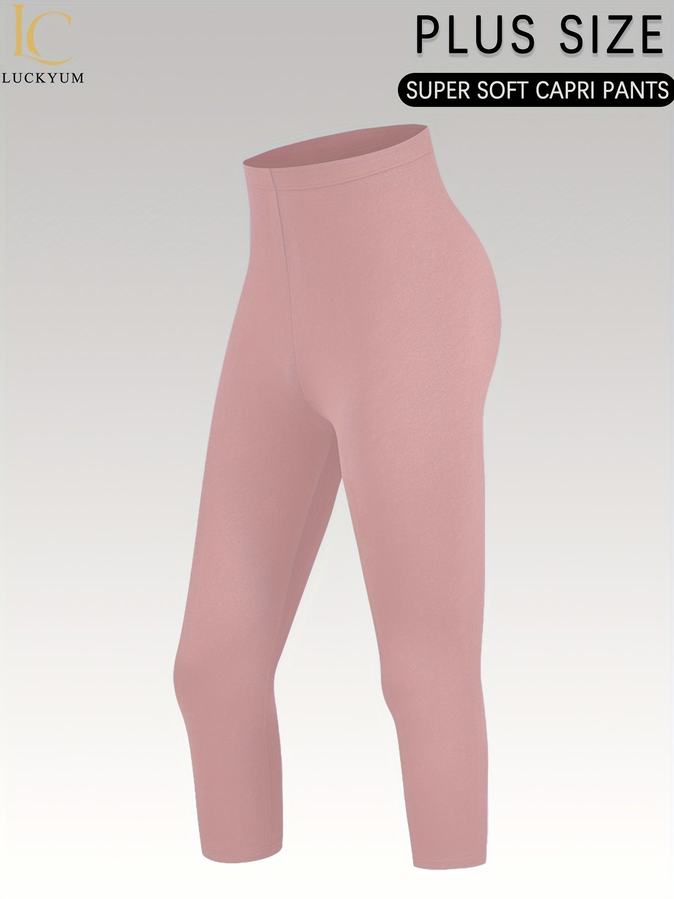 Plus Size Women's Capri Leggings Soft High Stretch Athletic Pants Green