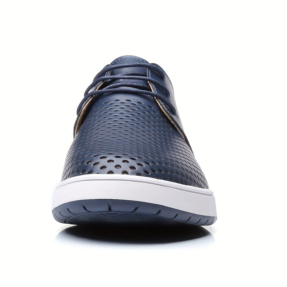 Мужские черные оксфорды-кроссовки с дышащей перфорированной микрофибровой кожей и резиновой подошвой, повседневная обувь