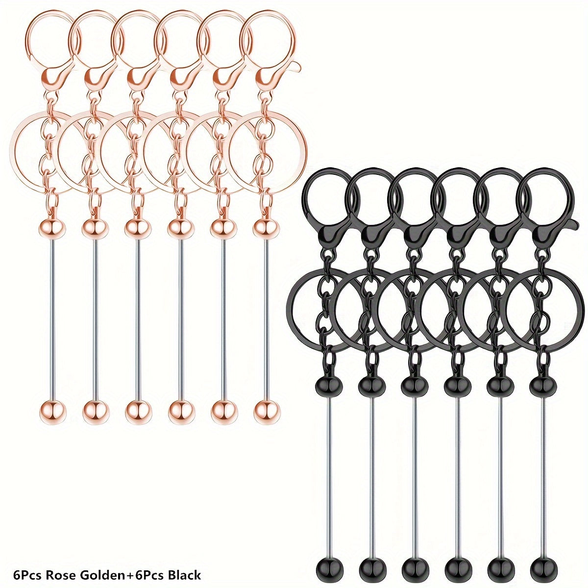 Golden Pearl Keychain Rods Set for DIY Crafts Pendant Hanging Chain for Men and Women