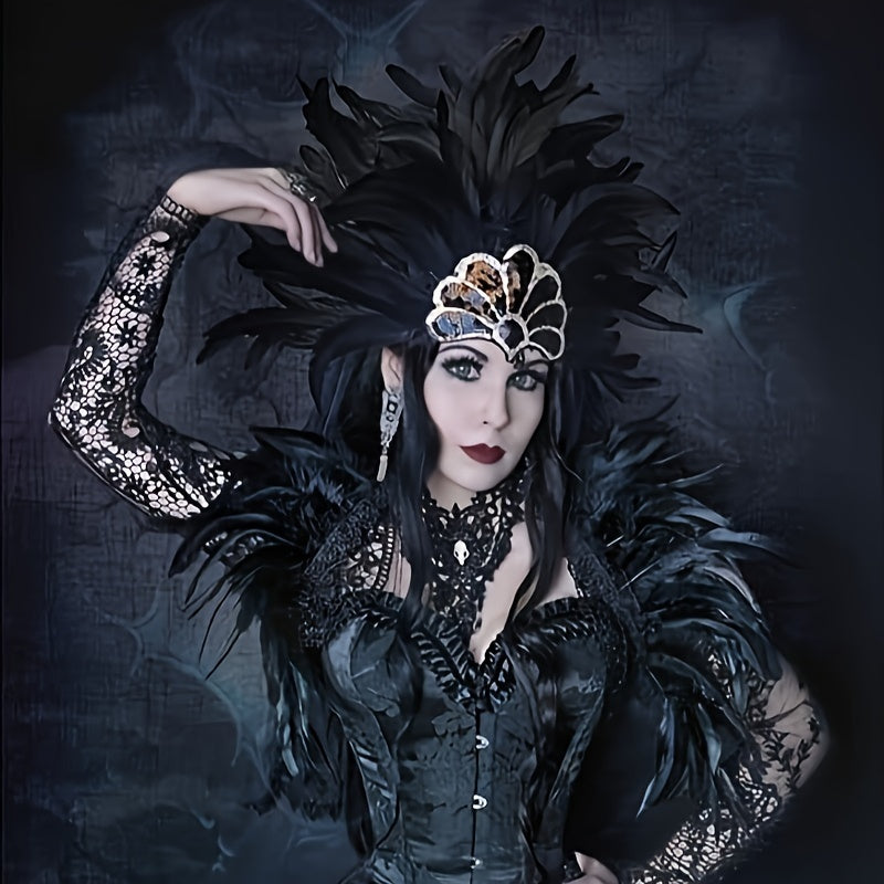 Women's Black Feather Headband 1920s Flapper Party Costume Accessory