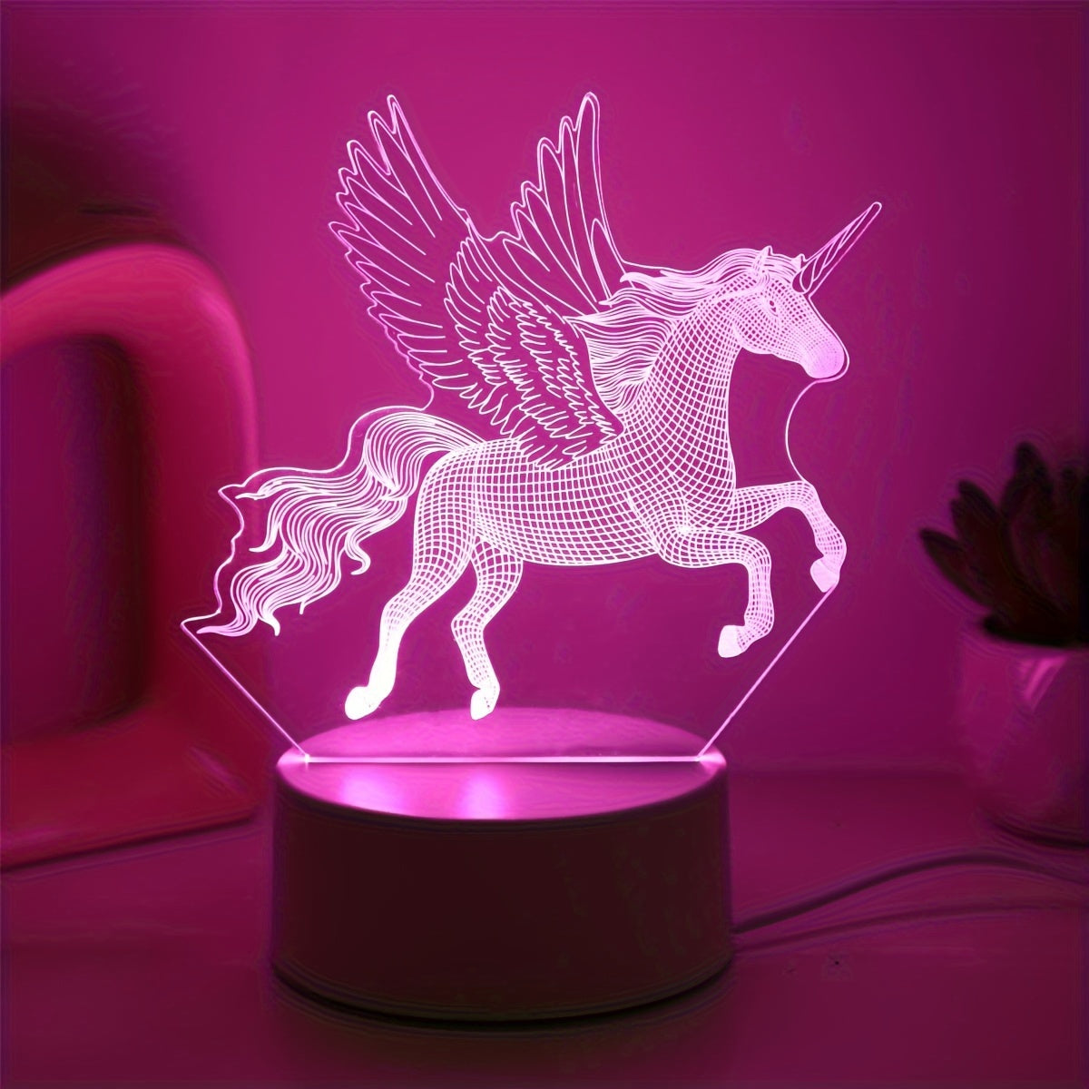 Pink Unicorn Night Light for Kids Bedroom Decorative Lamp Childrens Nightlight
